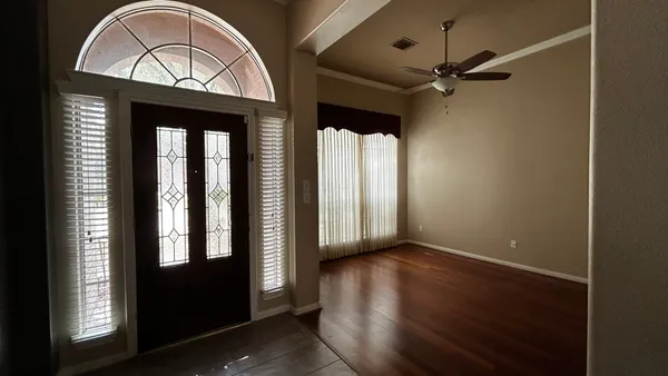 a view of a livingroom with a staircase