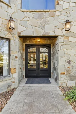 a front view of a building with a window