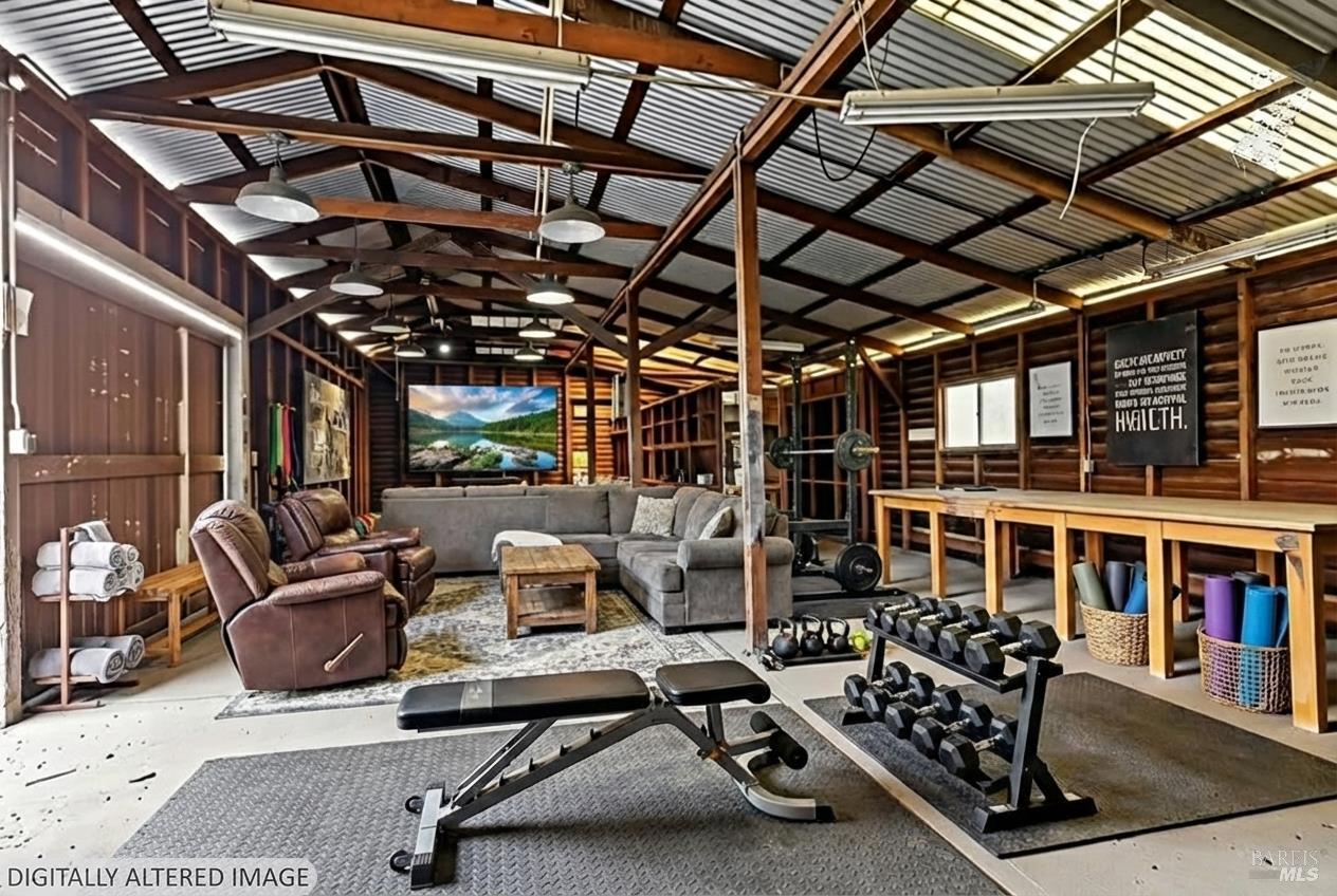 2050 Marlow Road Santa Rosa, CA 95403 - Photo 42 of 48 Versatile barn space ideal for storage, a home gym, workshop, or flex space.