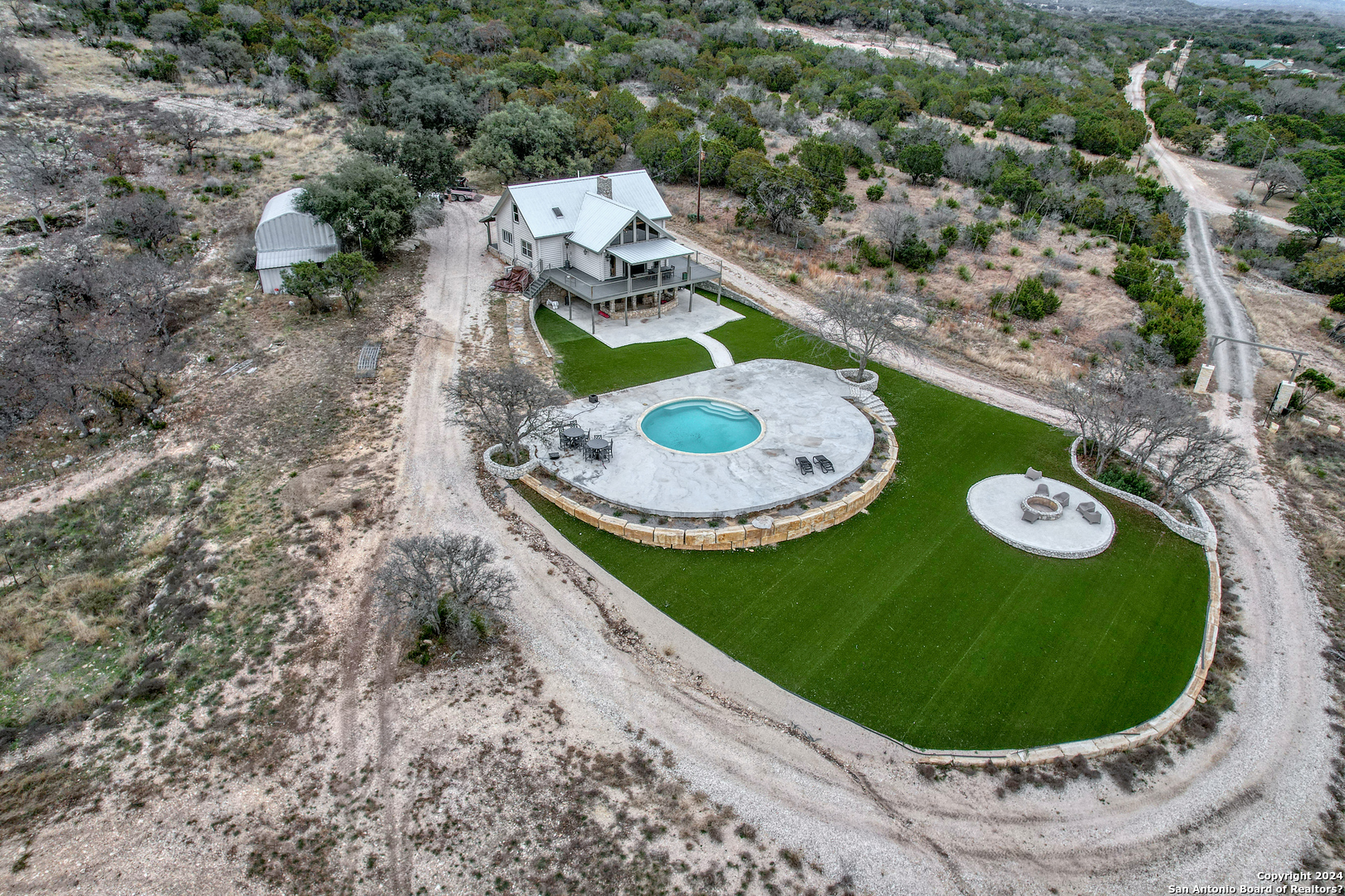 254 North Fork Bonner Road Leakey, TX 78873 - Photo 4 of 47 an aerial view of a house with outdoor space