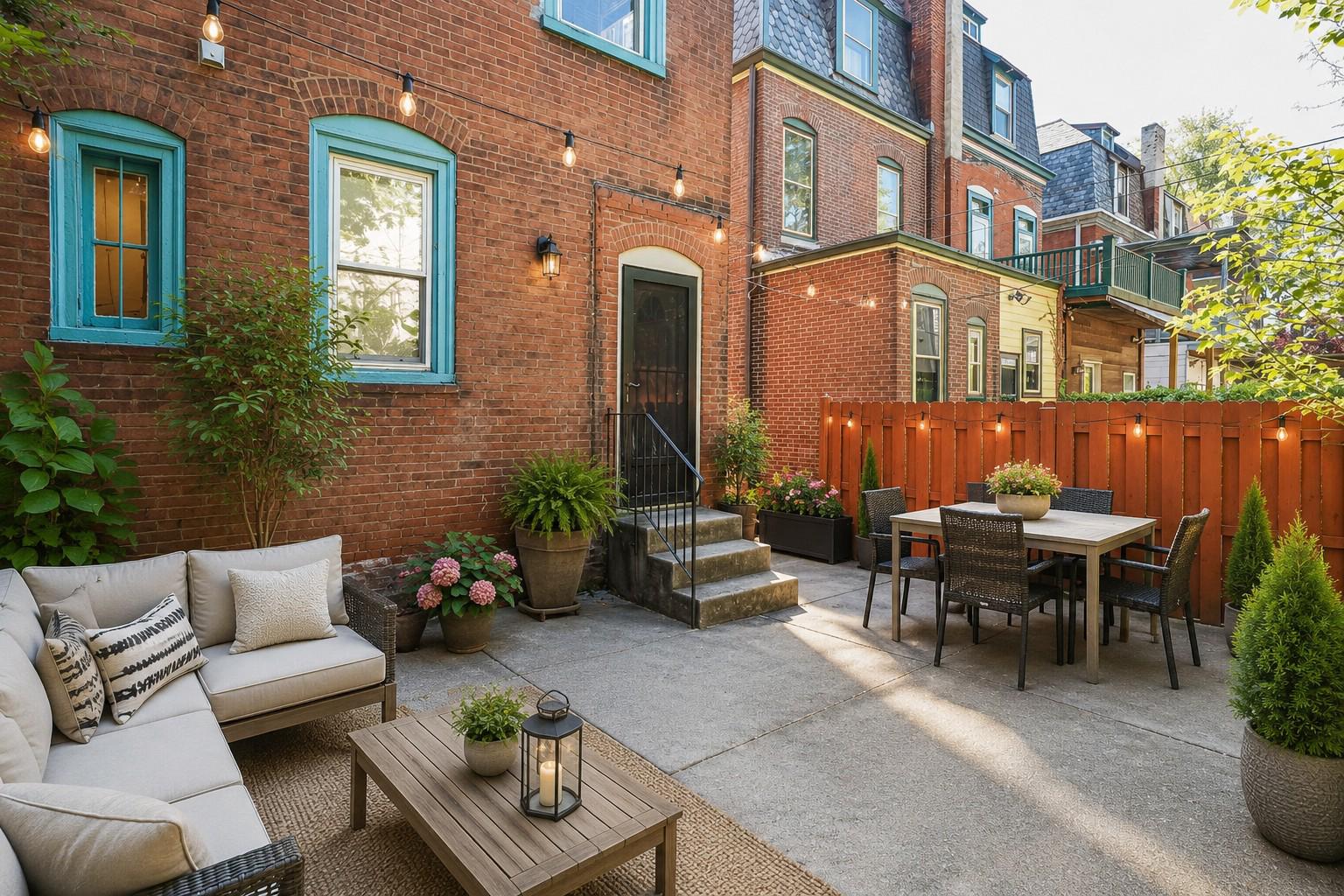426 South 44th Street, Unit 1 Philadelphia, PA 19104 - Photo 7 of 10 a view of a patio with couches table and chairs and potted plants