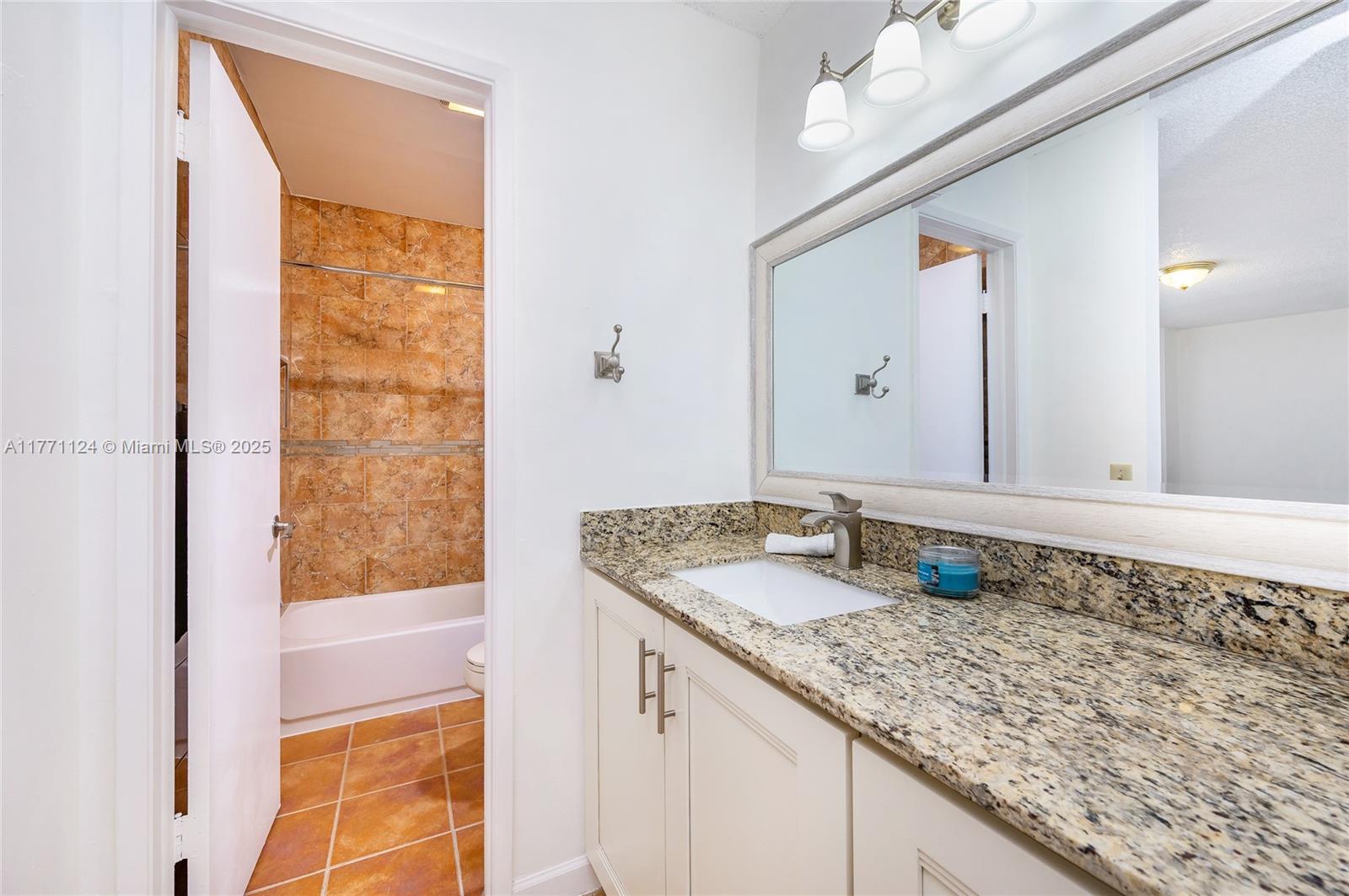1007 Northwest 106th Ave Circle Miami, FL 33172 - Photo 29 of 41 a bathroom with a granite countertop sink and a mirror