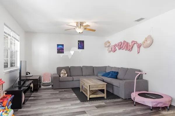 a living room with furniture