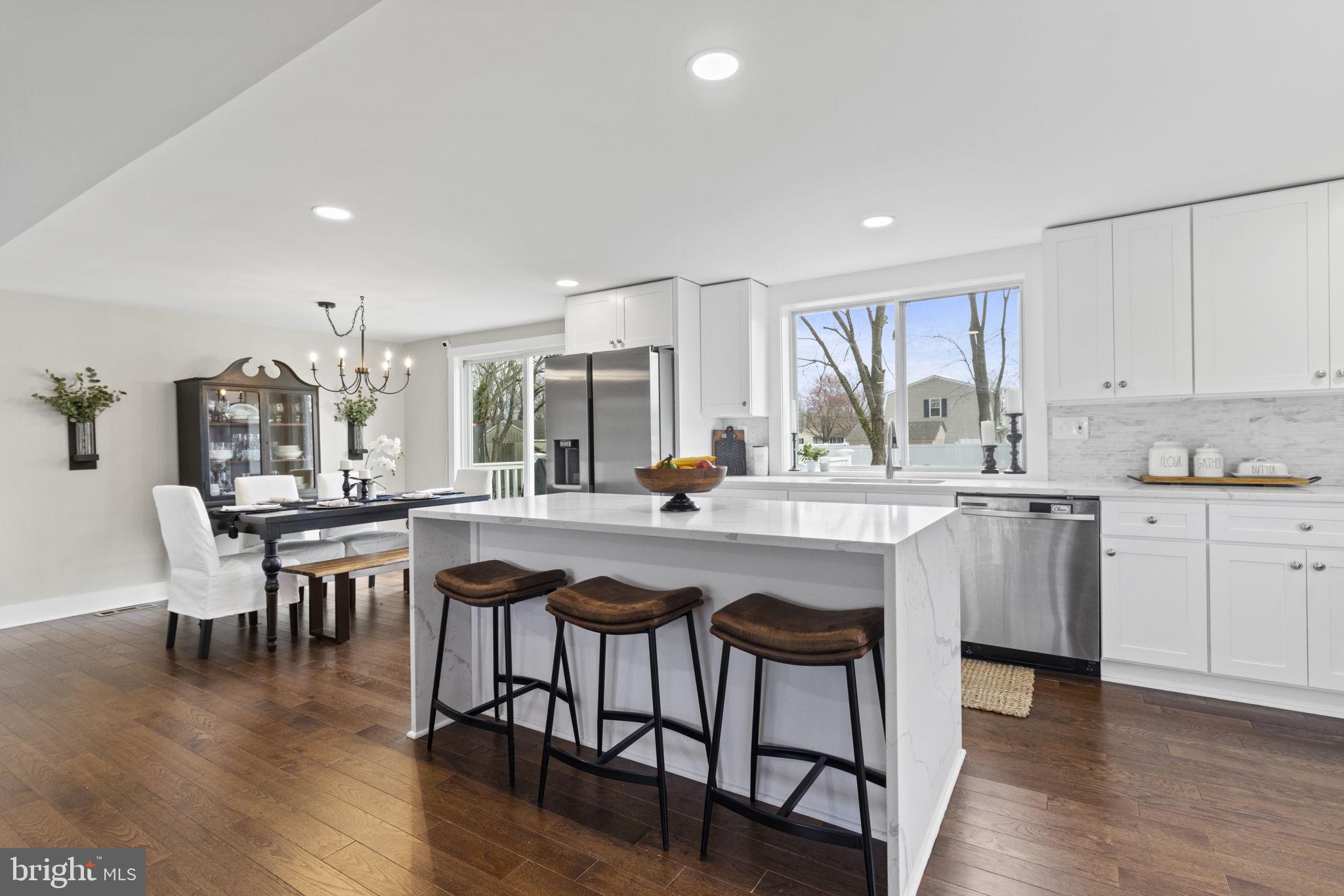 Open kitchen with great backyard views