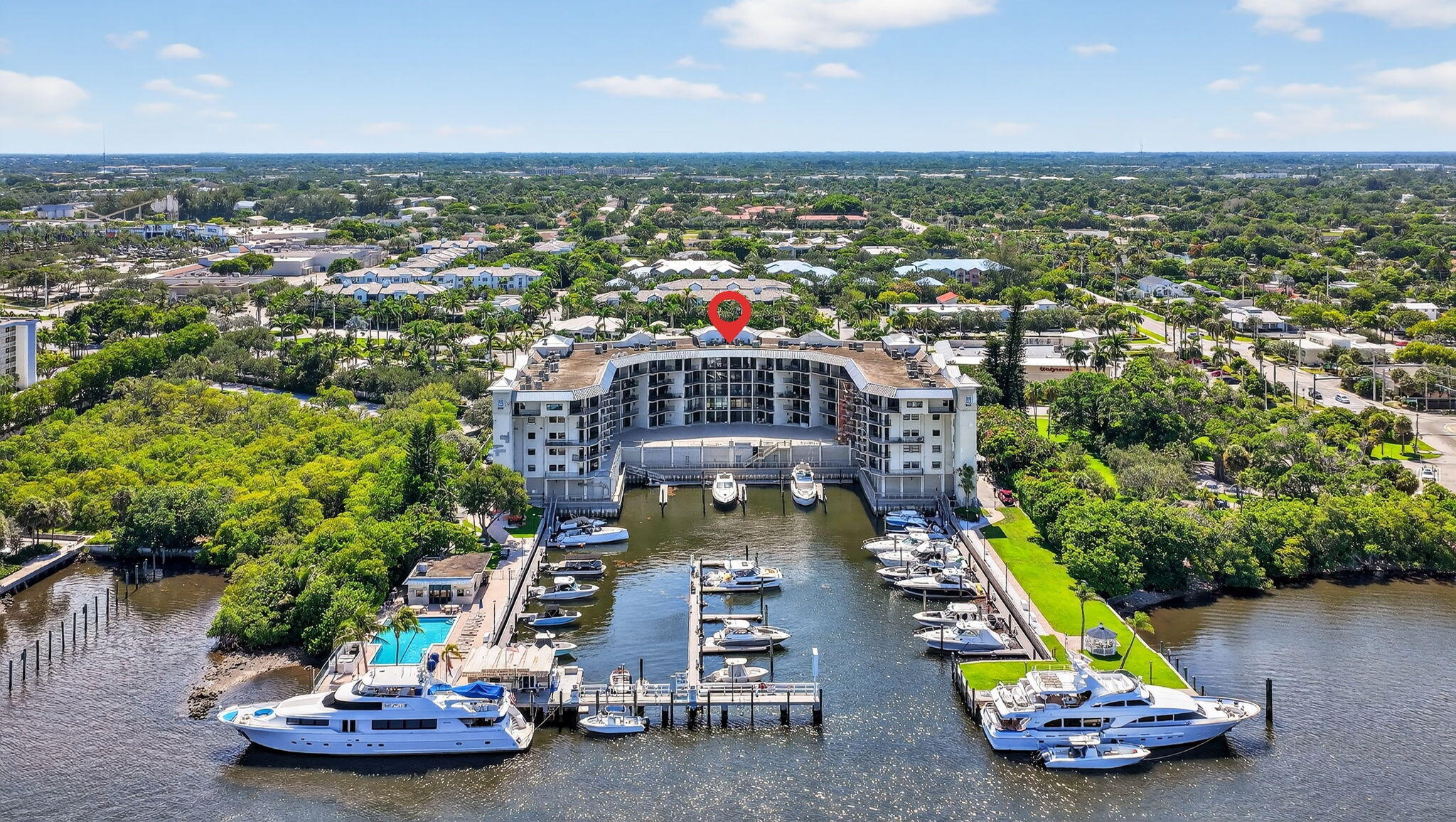 1035 South Federal Highway, Unit PH3 39 Delray Beach, FL 33483 - Photo 3 of 44 an aerial view of a house with a swimming pool yard and outdoor seating