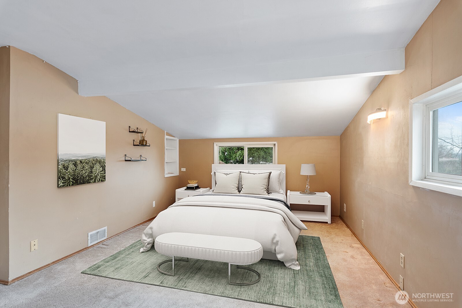 1705 36th Street Anacortes, WA 98221 - Photo 14 of 39 a bedroom with a bed lamp and a window