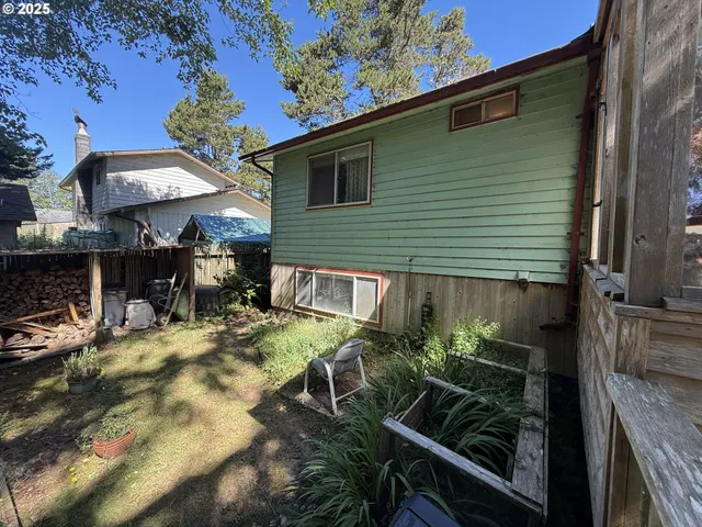 a view of a porch with a door