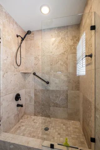 a bathroom with a shower