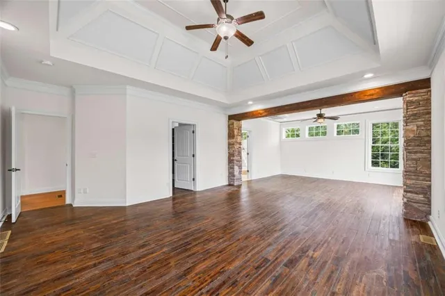 a view of a room with racks on the wall