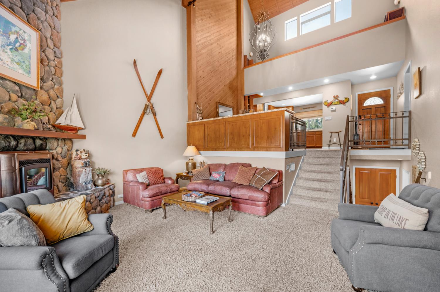 63217 Huntington Vista Road, Unit 81 Mono Hot Springs, CA 93642 - Photo 4 of 53 a living room with furniture and a fireplace