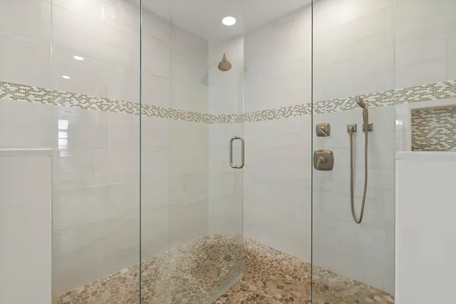 a view of a garden with houses