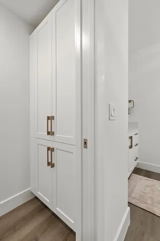 an aerial view of residential house with outdoor space and parking