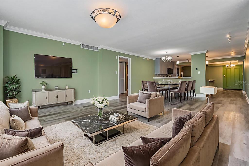 2413 Bayshore Boulevard, Unit 1004 Tampa, FL 33629 - Photo 13 of 36 a living room with furniture and a flat screen tv