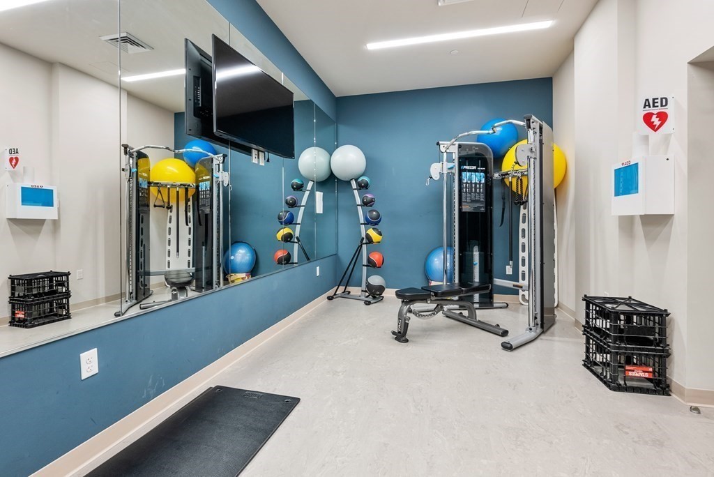 121 Portland Street, Unit 206 Boston, MA 02114 - Photo 28 of 35 a view of a living room with gym equipment
