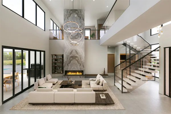 a living room with furniture