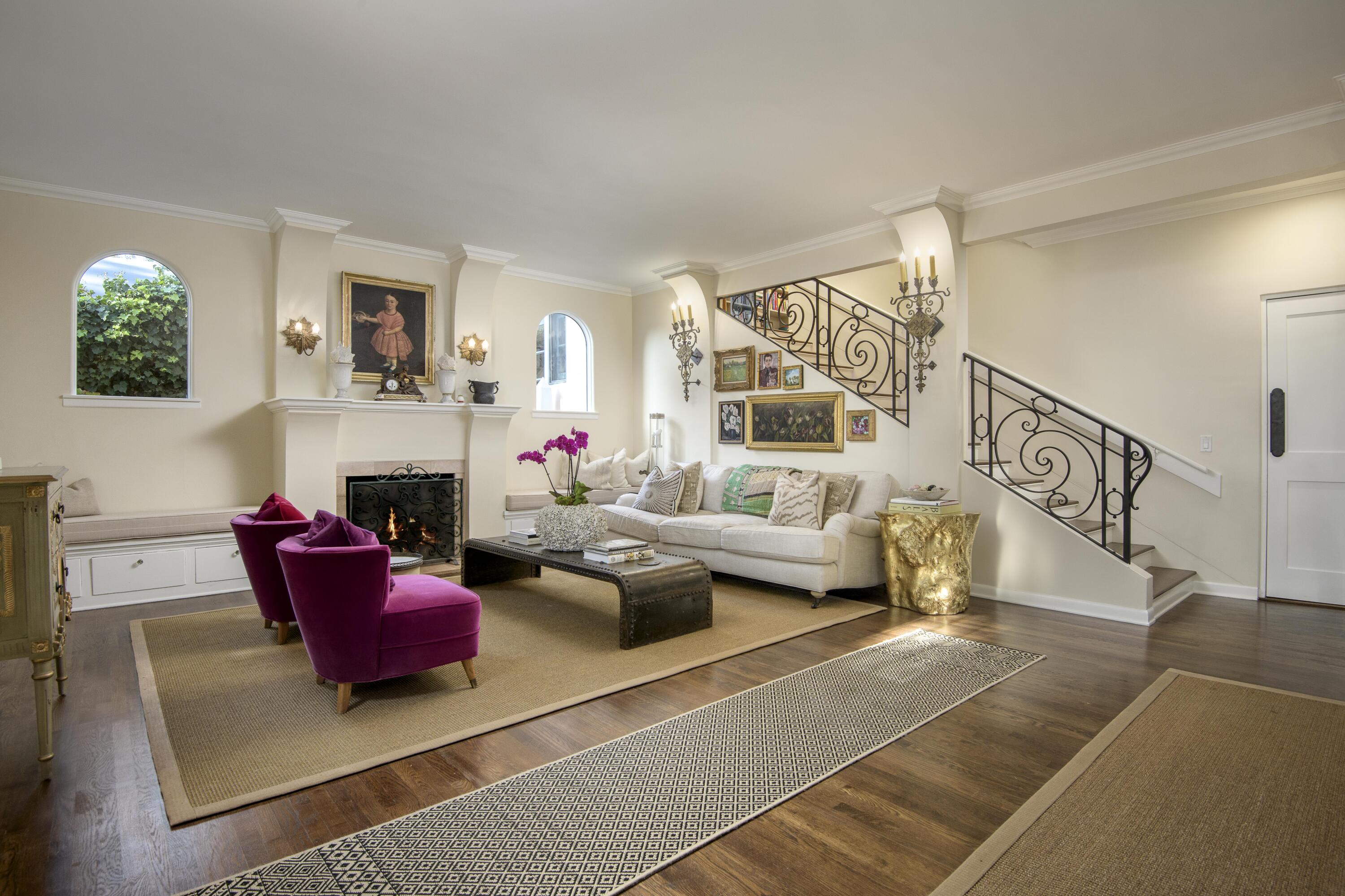 1318 Alta Vista Road Santa Barbara, CA 93103 - Photo 5 of 44 a living room with furniture fireplace and a flat screen tv