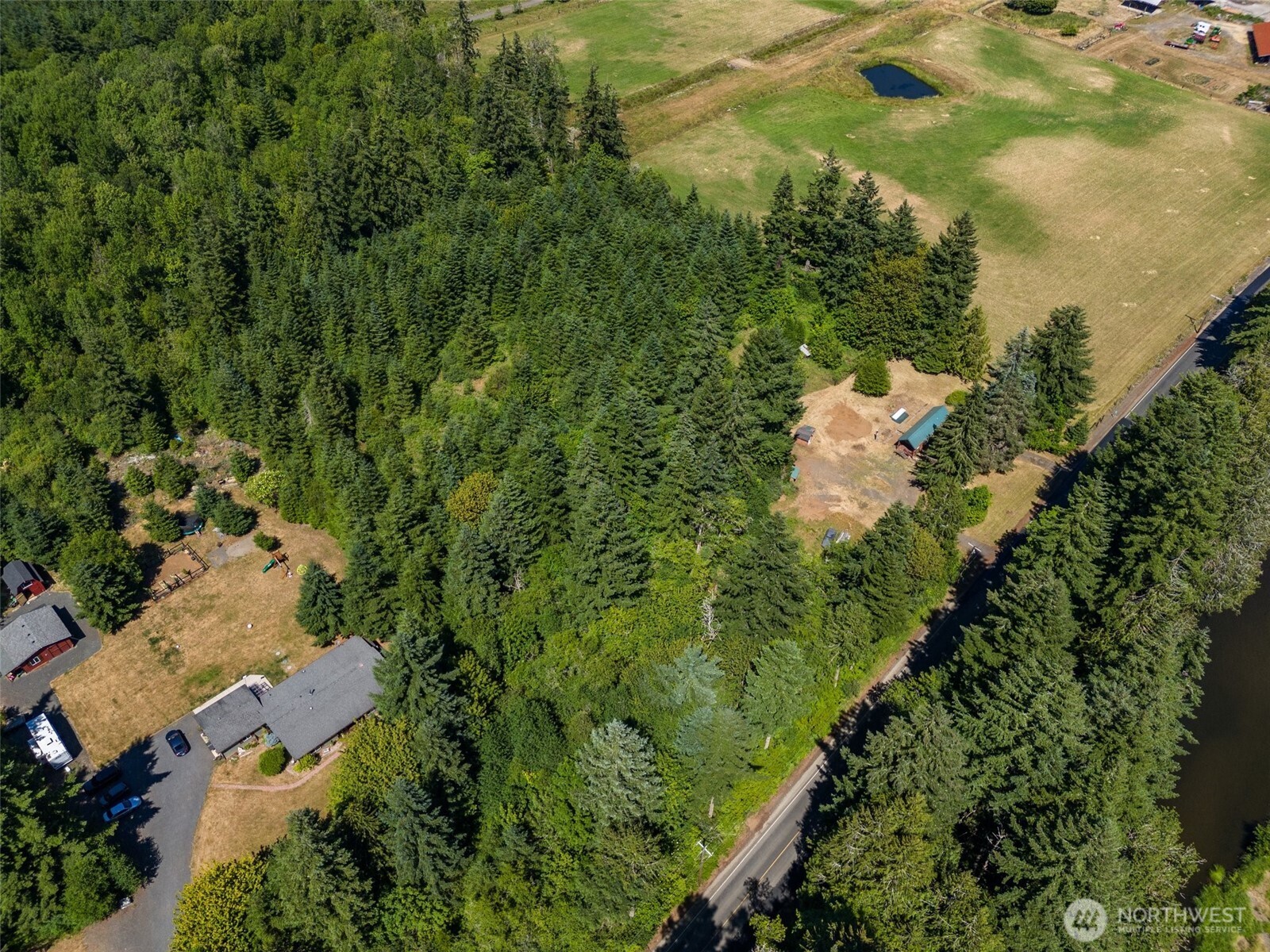 316 Leudinghaus Road Chehalis, WA 98532 - Photo 7 of 15 an aerial view of residential house with outdoor space and trees all around