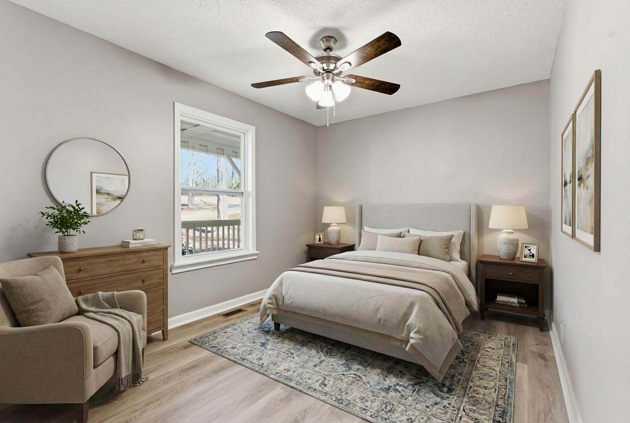 266 Meadows Road Portland, TN 37148 - Photo 5 of 15 a bedroom with a bed and a chandelier