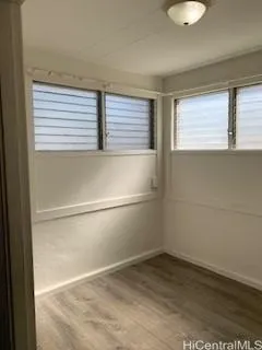 a view of a room with a window