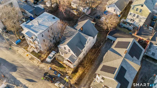 an aerial view of a house