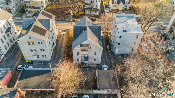 an aerial view of a house