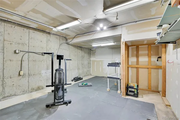 a view of balcony with furniture