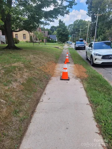 a childrens park with lots of swings and slides