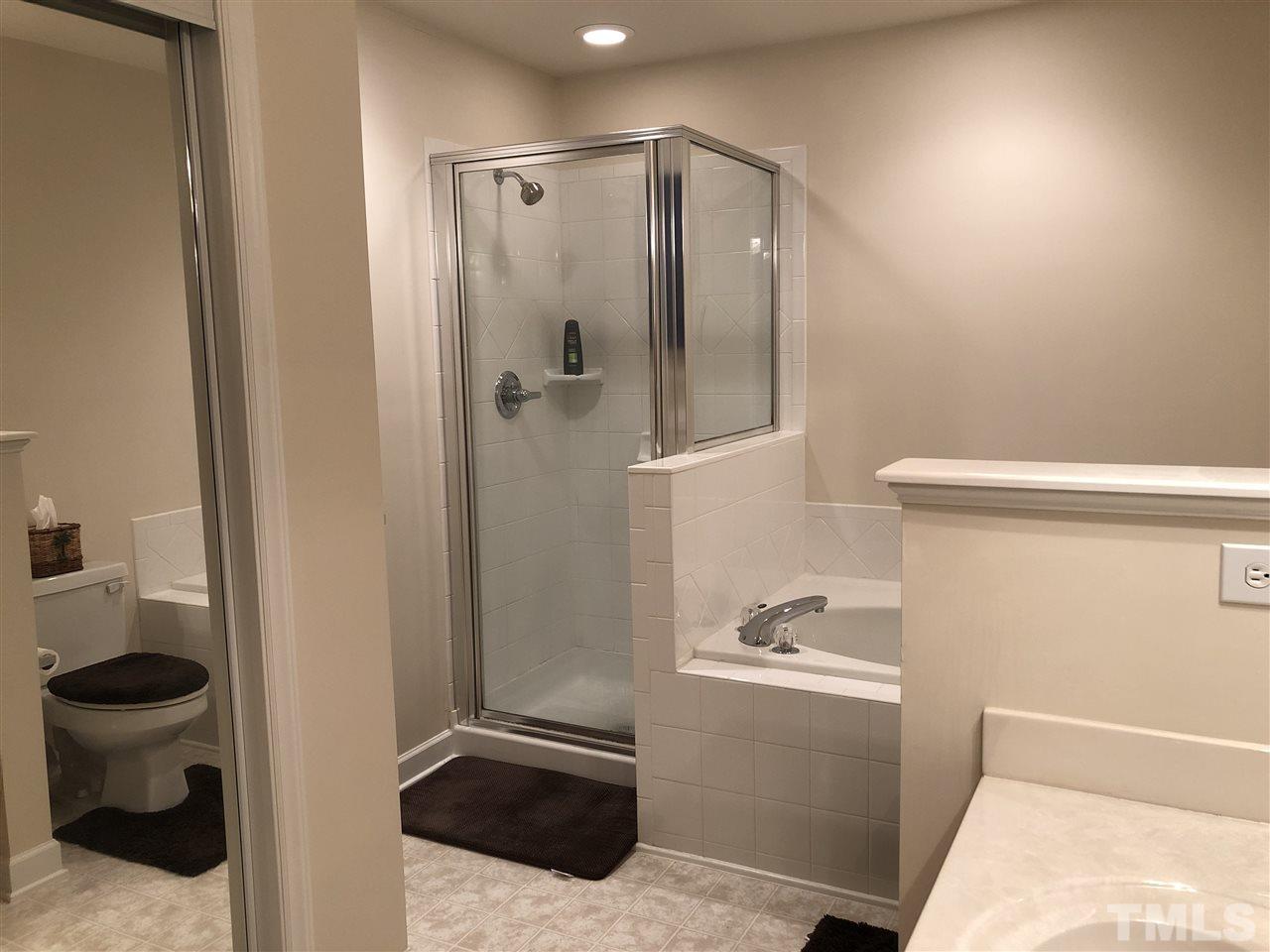 5426 Goldenglow Way Raleigh, NC 27606 - Photo 15 of 25 a bathroom with a sink a toilet and shower