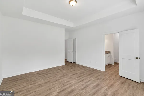 a view of a room with racks on the wall