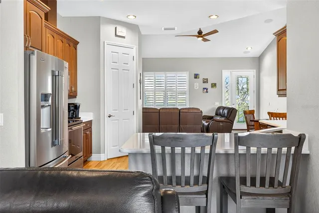 a bedroom with a bed and chair