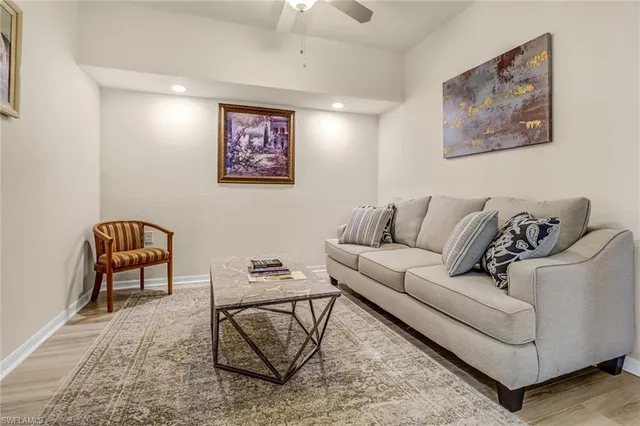 a living room with furniture