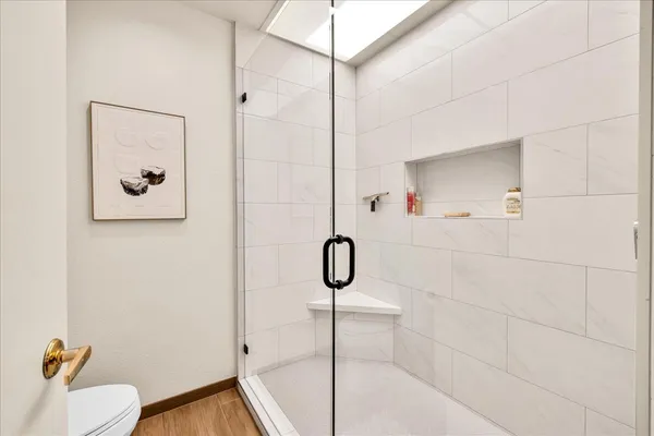 a bathroom with a shower