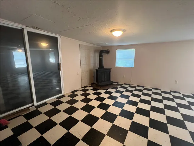 a black and white checkered floor