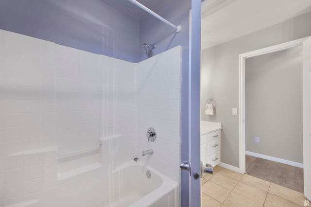 1440 West 100 South Virgin, UT 84779 - Photo 25 of 45 White subway tile shower surround with integrated tub and chrome fixtures