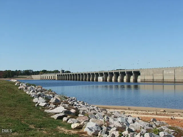 a view of a terrace with a lake view