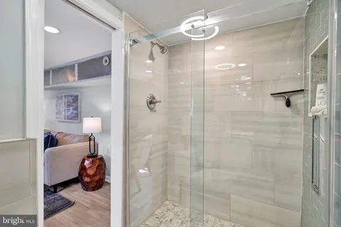 a bathroom with a shower