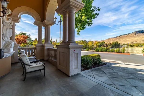 a front view of a building with street view