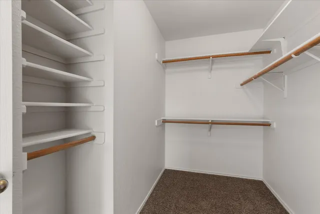 a view of an empty walk in closet