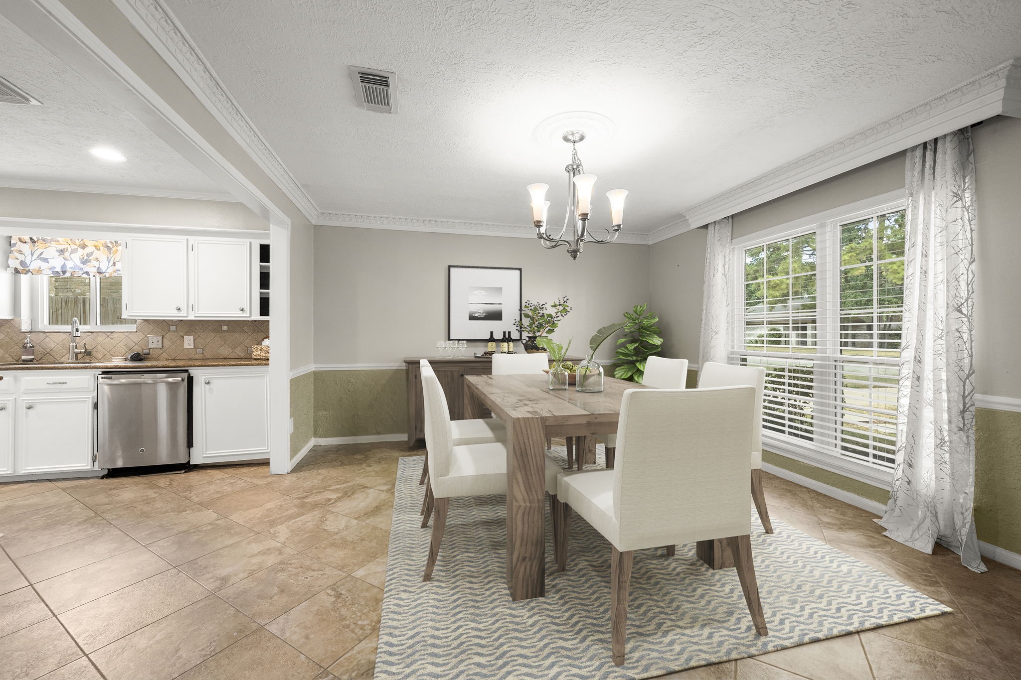 6607 Saffron Hills Drive Spring, TX 77379 - Photo 16 of 48 a view of a dining room with furniture a chandelier and wooden floor
