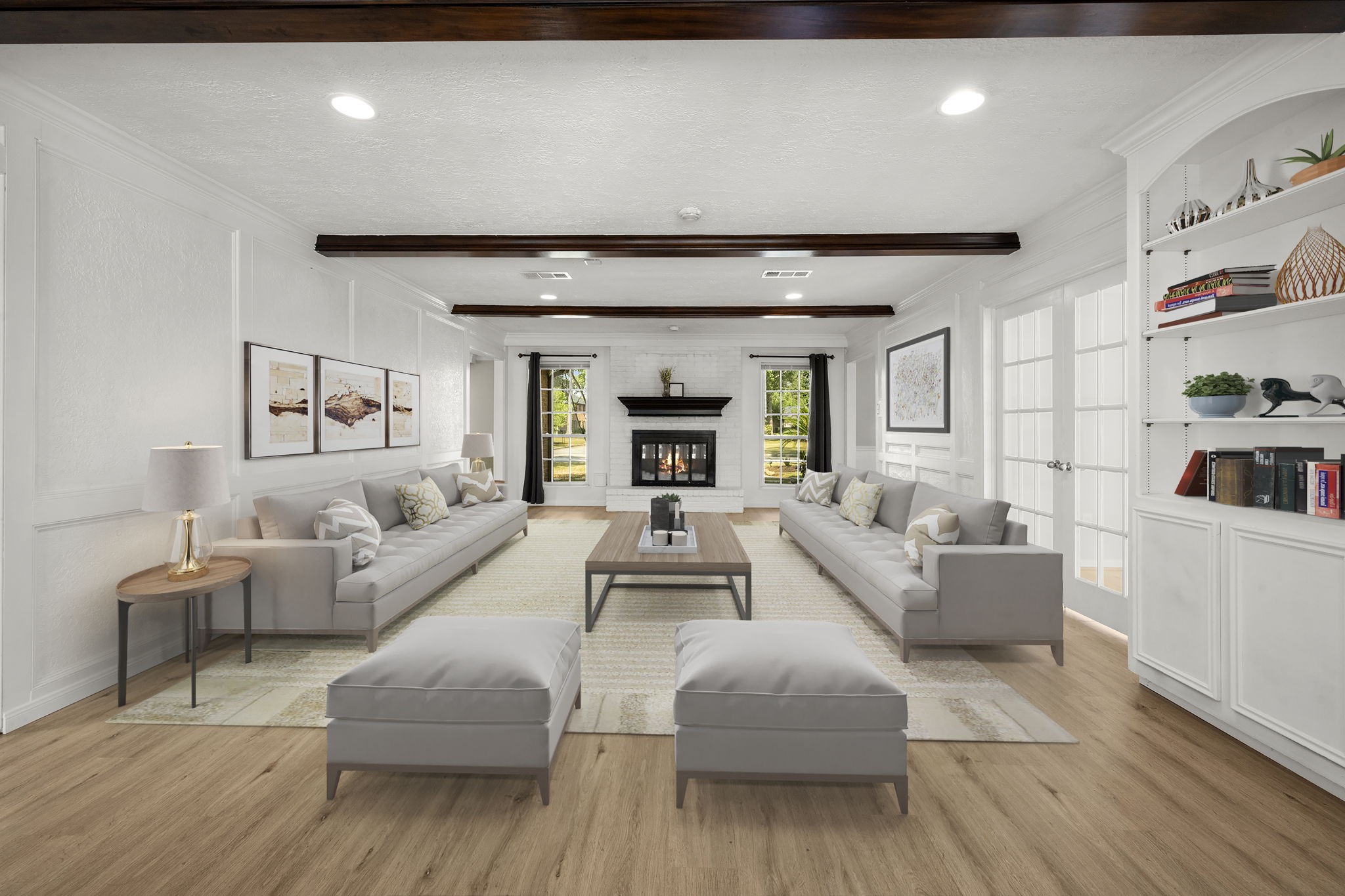 6607 Saffron Hills Drive Spring, TX 77379 - Photo 9 of 48 a living room with furniture and a fireplace