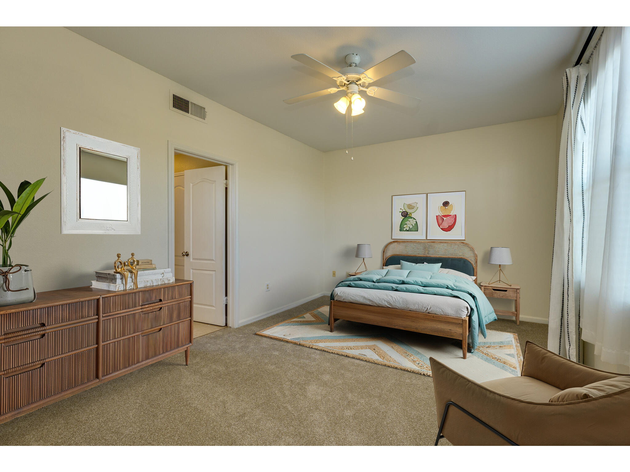 11203 Ranch Road 2222, Unit 106 Austin, TX 78732 - Photo 30 of 40 Bedroom featuring carpet flooring and ceiling fan