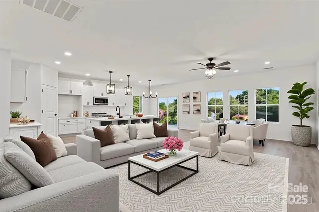 a living room with furniture