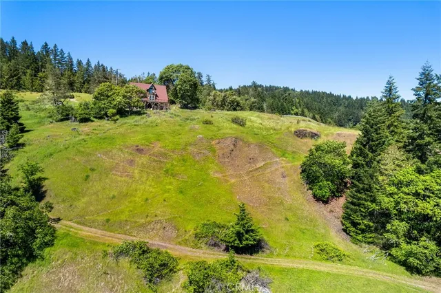 a view of a mountain with a garden