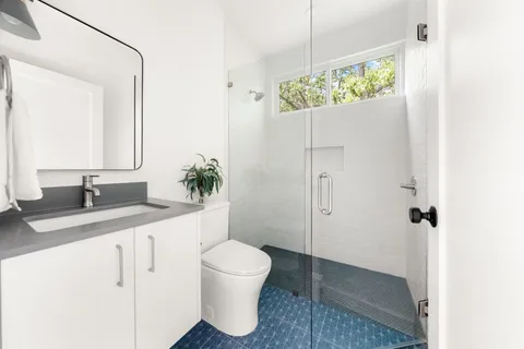 a bathroom with a shower