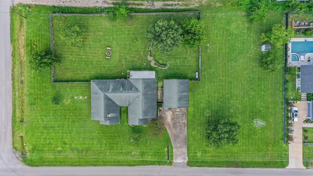 an aerial view of a house