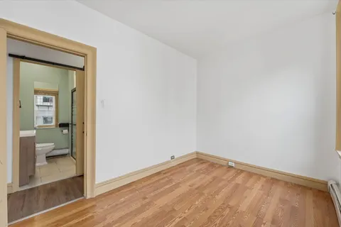 a view of a room that has a bathroom in it