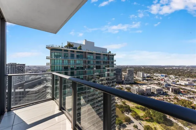 a city view from a balcony