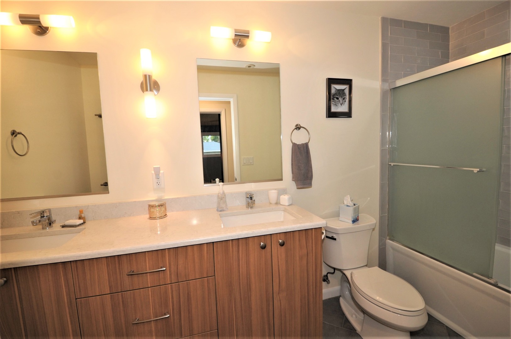 425 Maple Lane Geneva, IL 60134 - Photo 34 of 48 a bathroom with a sink a toilet a mirror and shower