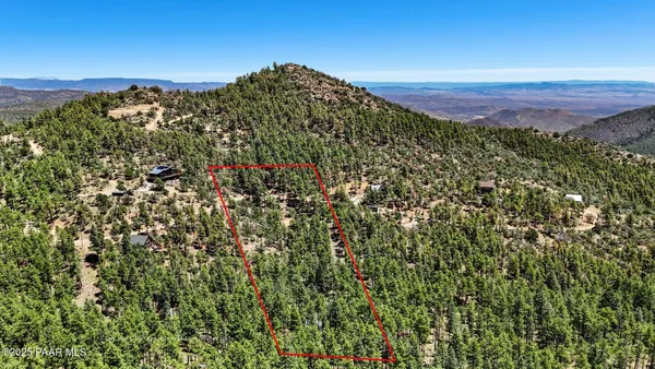 a view of a large building with a mountain in the background