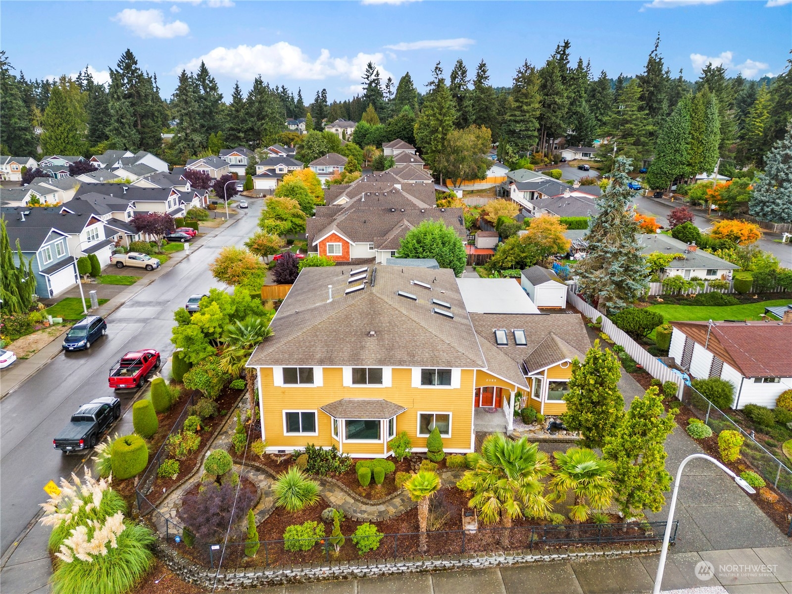 an aerial view of multiple house